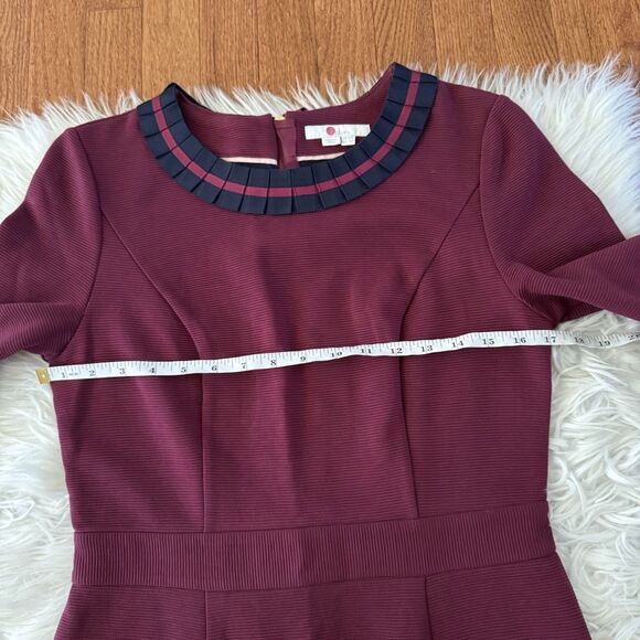 Boden Polperro Ottoman Grosgrain Dress Women’s 8R Red Navy Lined Pleated Pencil - Picture 6 of 13